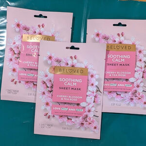 Lot of 3 Beloved Soothing Calm Sheet Mask Cherry Blossom & Tea Rose Face Sheets